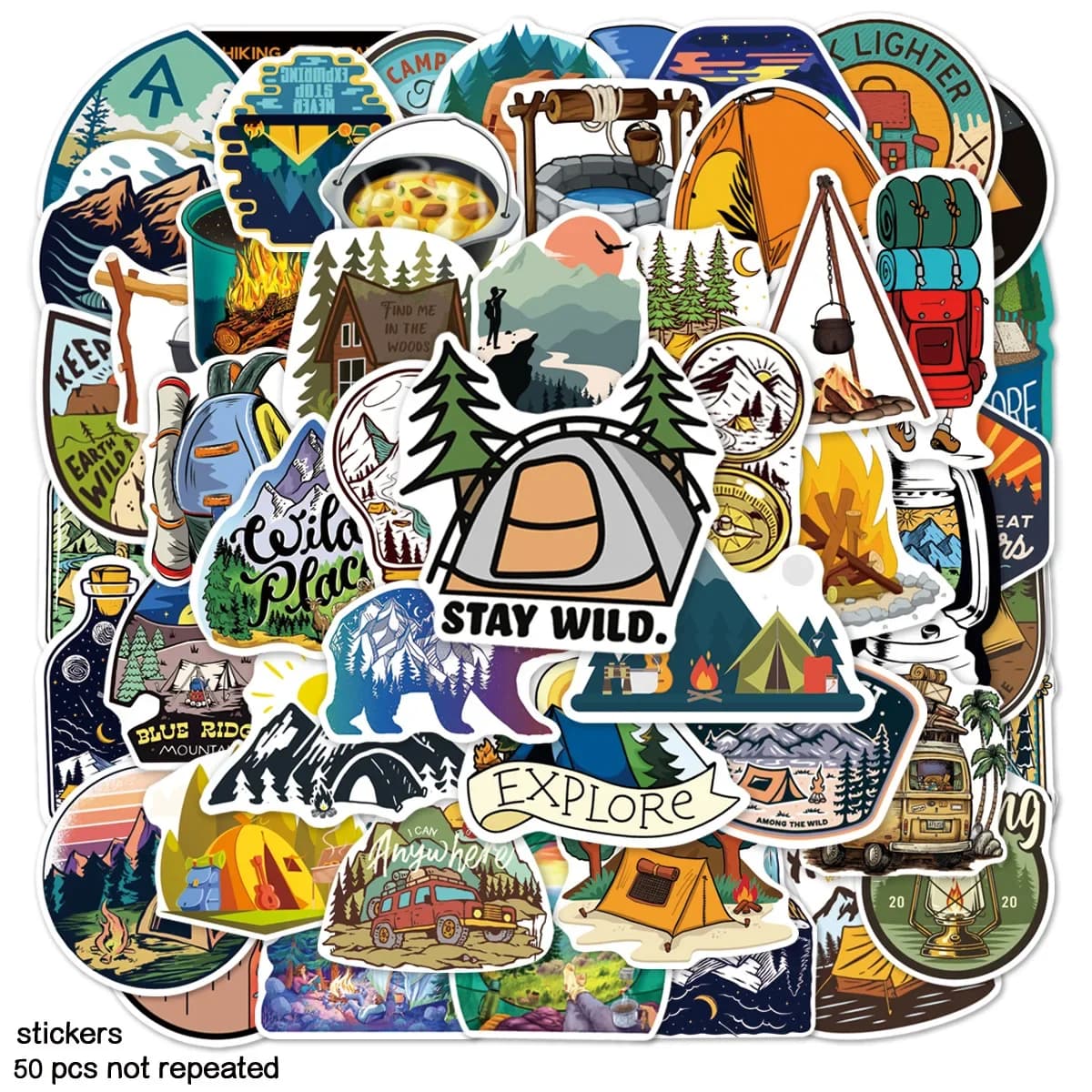 50Pcs Picnic Stickers Graffiti Stickers Water Bottle Laptop Phone Bicycle Luggage Case Skateboard Children Adult Sticker