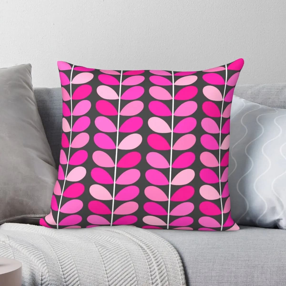 Danish Leaves Square Pillowcase Polyester Linen Velvet Pattern Zip Decor Pillow Case Sofa Seater Cushion Cover 18"