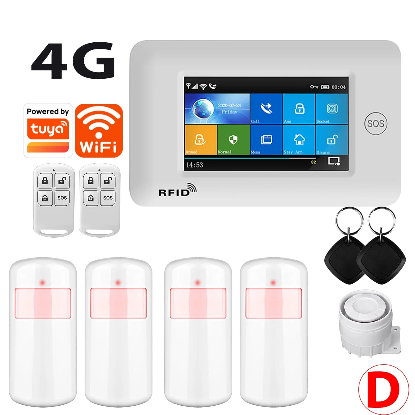 433 MHz Touch Screen Senza Fili 2G 4G WIFI GSM RFID Card Sistema di Allarme Antifurto Sicurezza Domestica Intelligente Allarme FAI DA TE TUYA Vita Intelligente