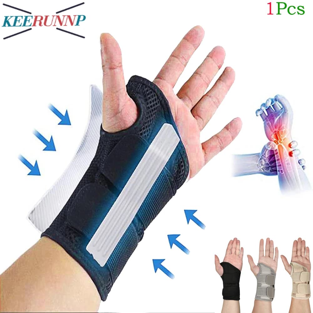 Supporto per Polso con Stecche per Sindrome del Tunnel Carpale, Supporto per Mano per Artrite, Tendinite, Distorsioni, Lesioni, Dolore al Polso, 1 Pezzo