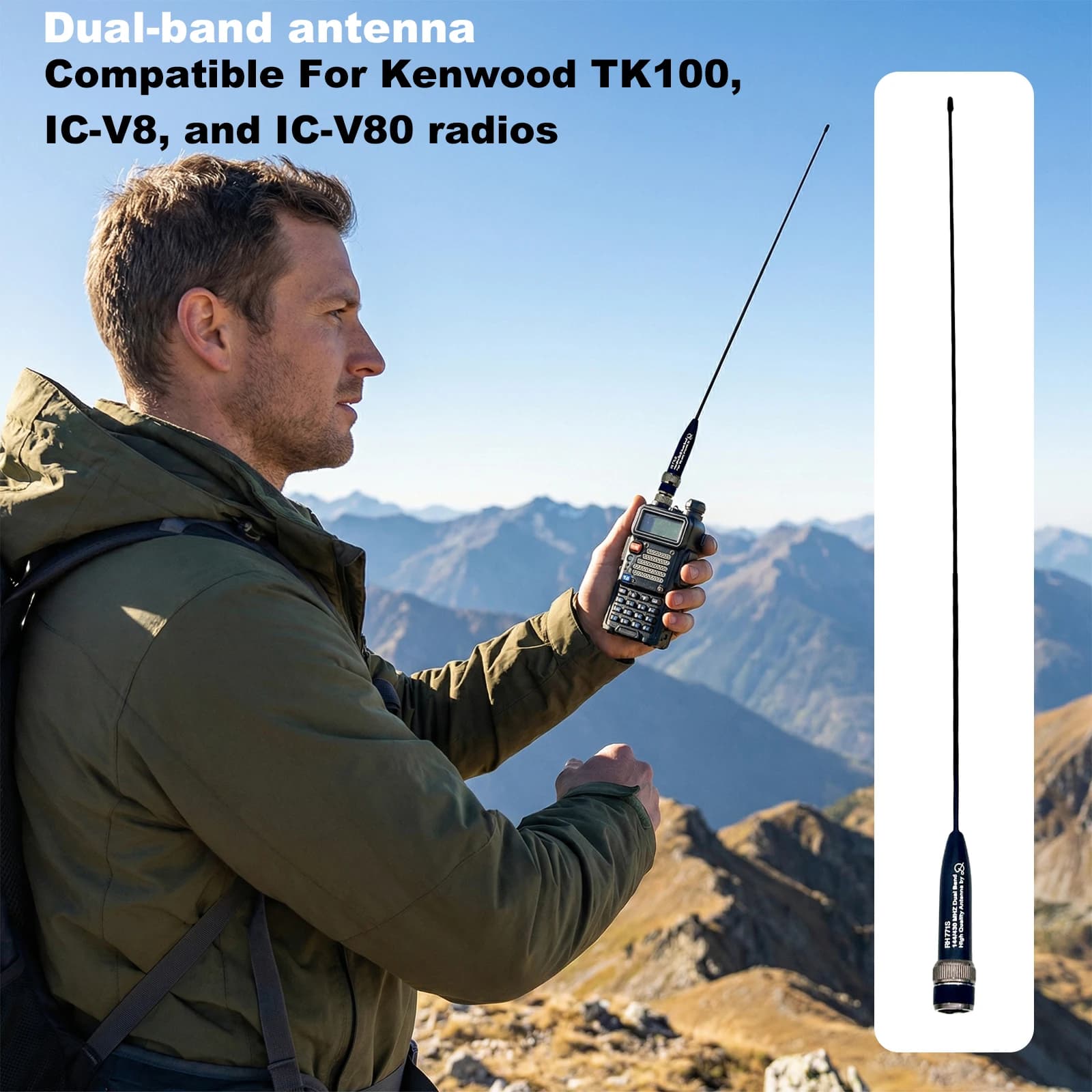 Dual Band Walkie Talkie High Gain Antenna Walkie Talkie Accessory High Gain Radio Antenna for Kenwood TK100 IC-V8 IC-V80 Radio