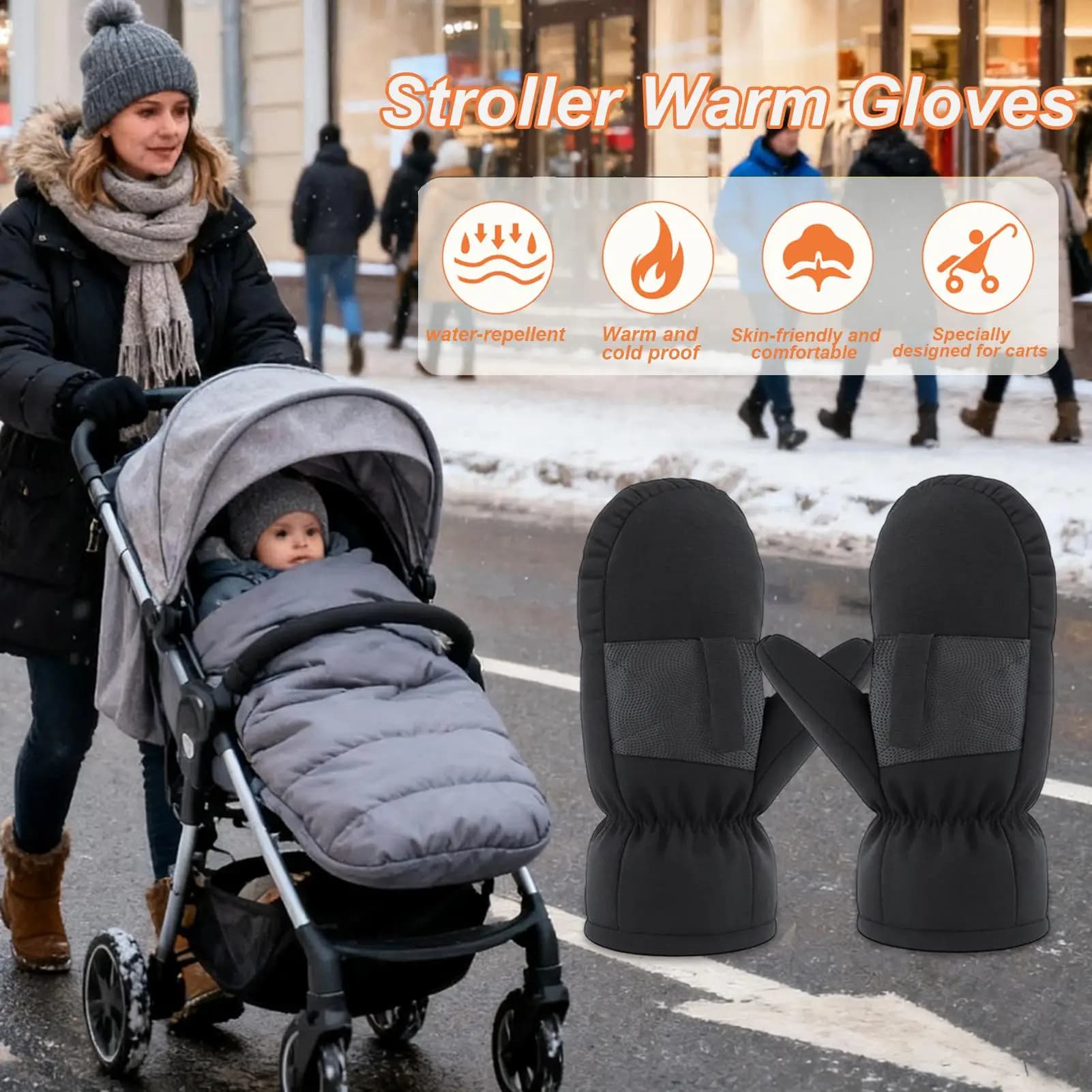 Guanti da passeggino caldi in cotone ispessito Guanti da passeggino impermeabili e resistenti alla neve Protezione infantile Abbigliamento per bambini Accessori per bambini
