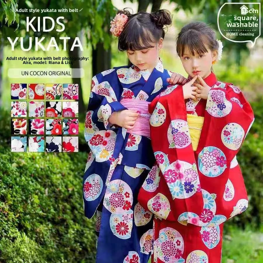 Children's Kimono Girls' Kimono Japanese Style Bathrobe Cherry Blossom Photo Shoot Traditional Costume Baby Performance Clothes