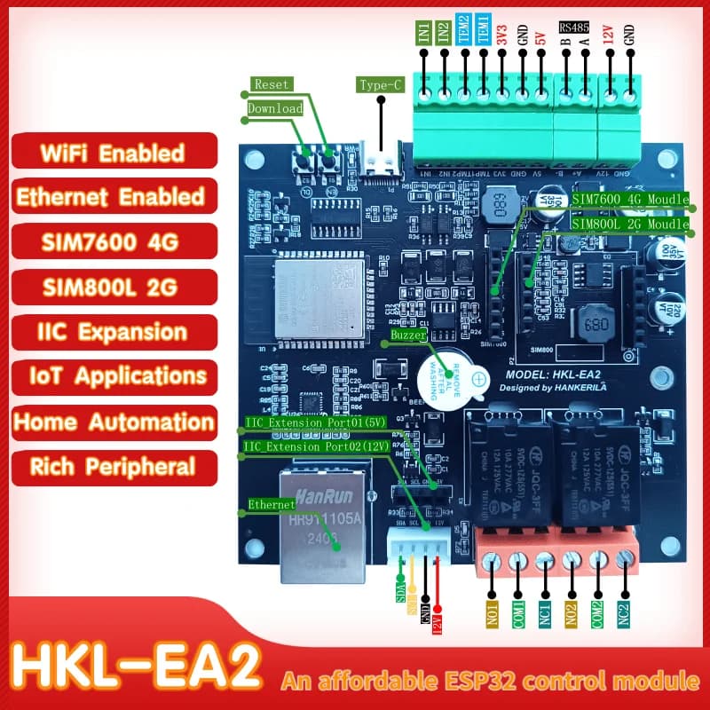 EA2 Controller Supports temperature detection RS485 IIC Support Arduino Code and Exfome Ideal for different projects