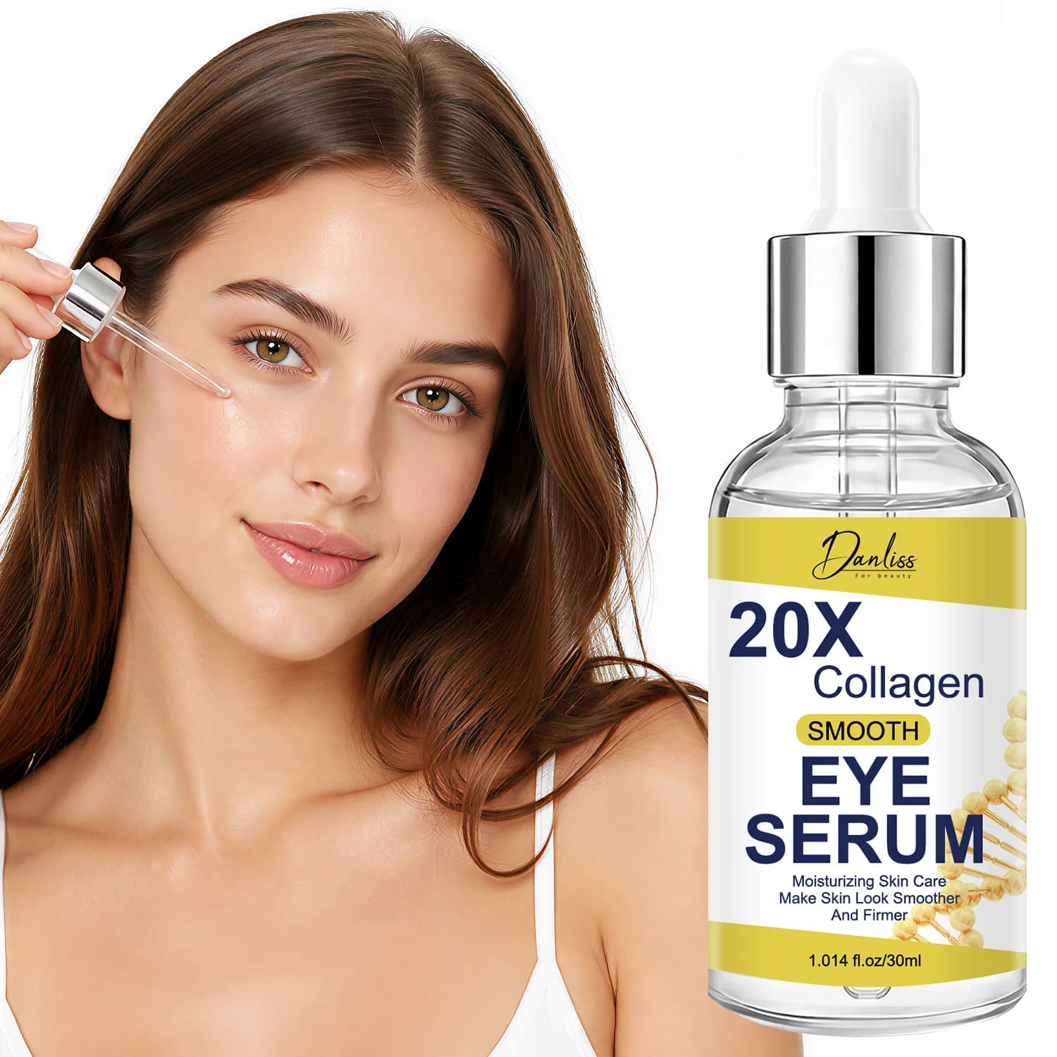 20X Collagen Smooth Eye Serum with Retinol, Hyaluronic Acid & Vitamin C – Lifting Moisturizing Treatment for Fine Lines.
