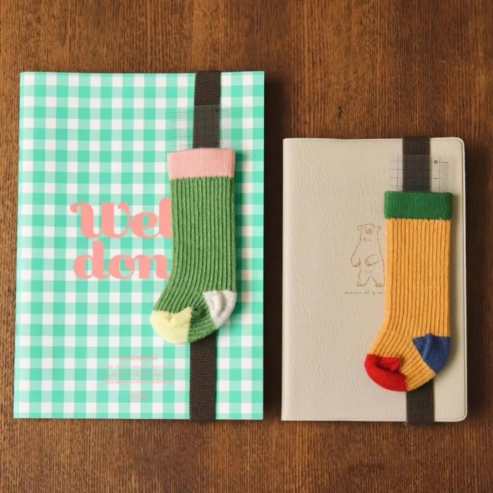 High Quality Creative Sock Shape Notebook Straps Knitted Adjustable Elastic Strap DIY Anti Lost Binder Strap Stationery Supplies