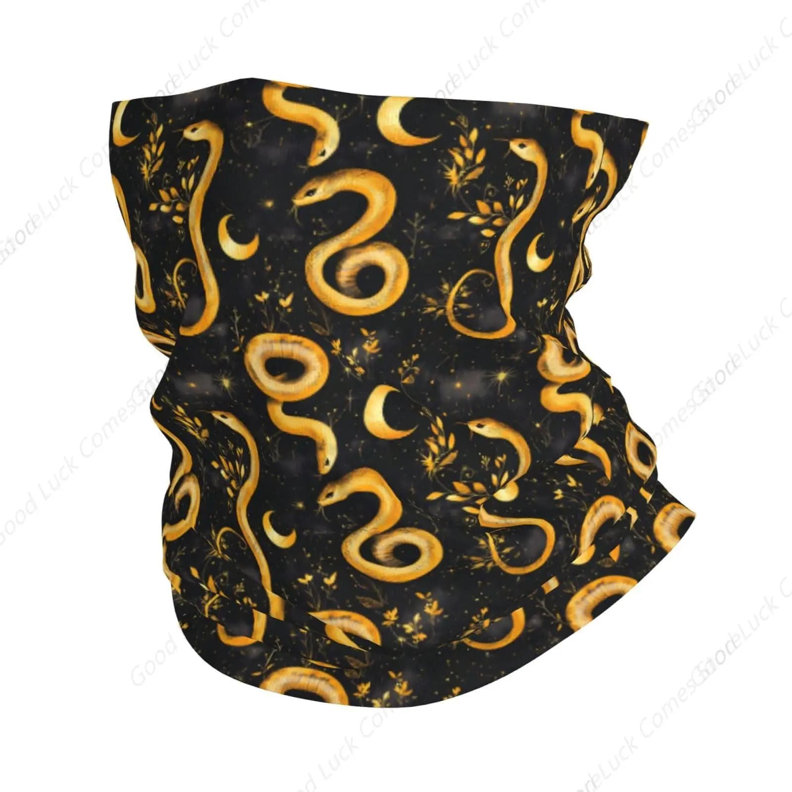 Ghette per il collo per uomo donna - Bandane con stampa di foglie di serpente dorate Passamontagna Mezza maschera Copri collo Sciarpa