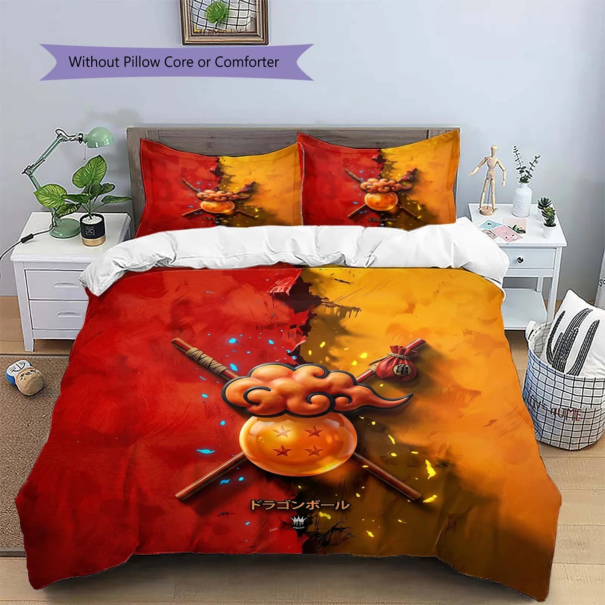 Dragon Ball Pillowcase & Duvet Cover Set | Curated DragonBall Printed Bedding | Splendid Gift for Anime Fans YUN6511