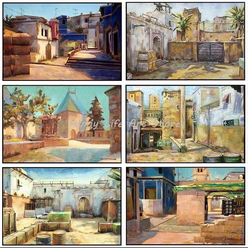 Classic Gun Shooting Game Counter Strike Cs Go Scene poster stampe Canvas Printing Wall Art Picture for Living Room Decor Gift