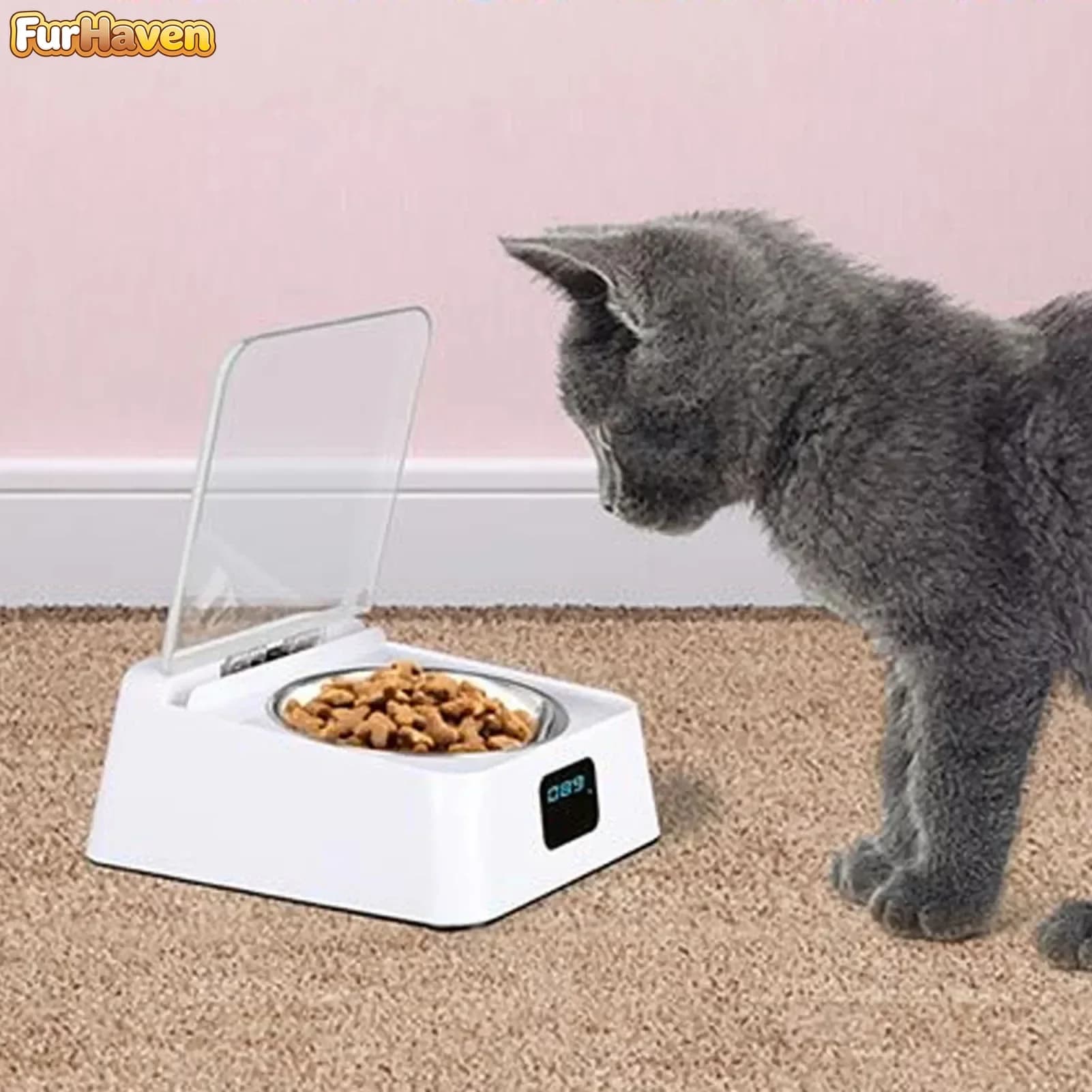 Ciotole Automatiche Intelligenti con Sensore a Infrarossi, Nuovo Dispenser di Cibo e Acqua per Cani, Ciotola Impermeabile con Coperchio Apribile, Accessori per Gatti