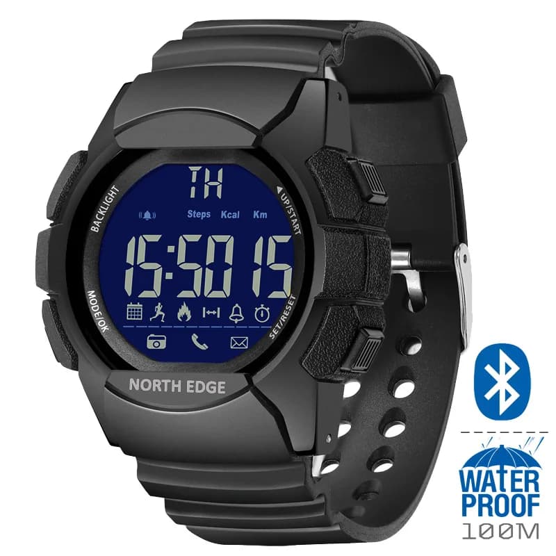 NORTH EDGE AK 100M Waterproof Outdoor Sports Smart Watch for Men with Bluetooth Step Counting Multi-Function Push Notification
