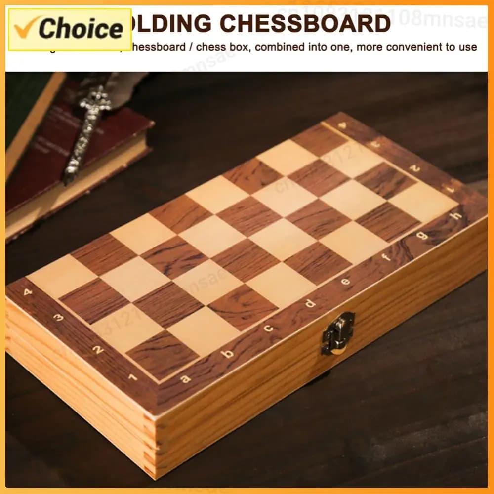 Set di Scacchi, Dama e Backgammon 3 in 1 Non Tossico 29x29cm, Gioco da Tavolo in Legno per lo Sviluppo del Pensiero Strategico per Bambini e Adulti