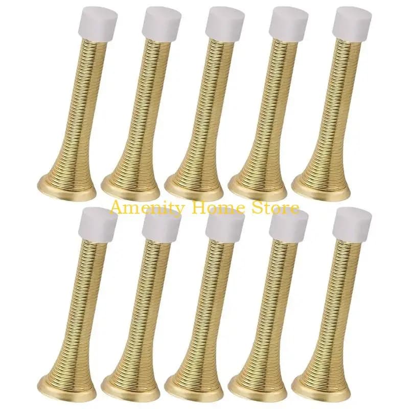 F26C 10pcs Elegant Steel Door stoppers Wear Resistant Wall Protections Spring Loaded Door Holders Simple Install for Household