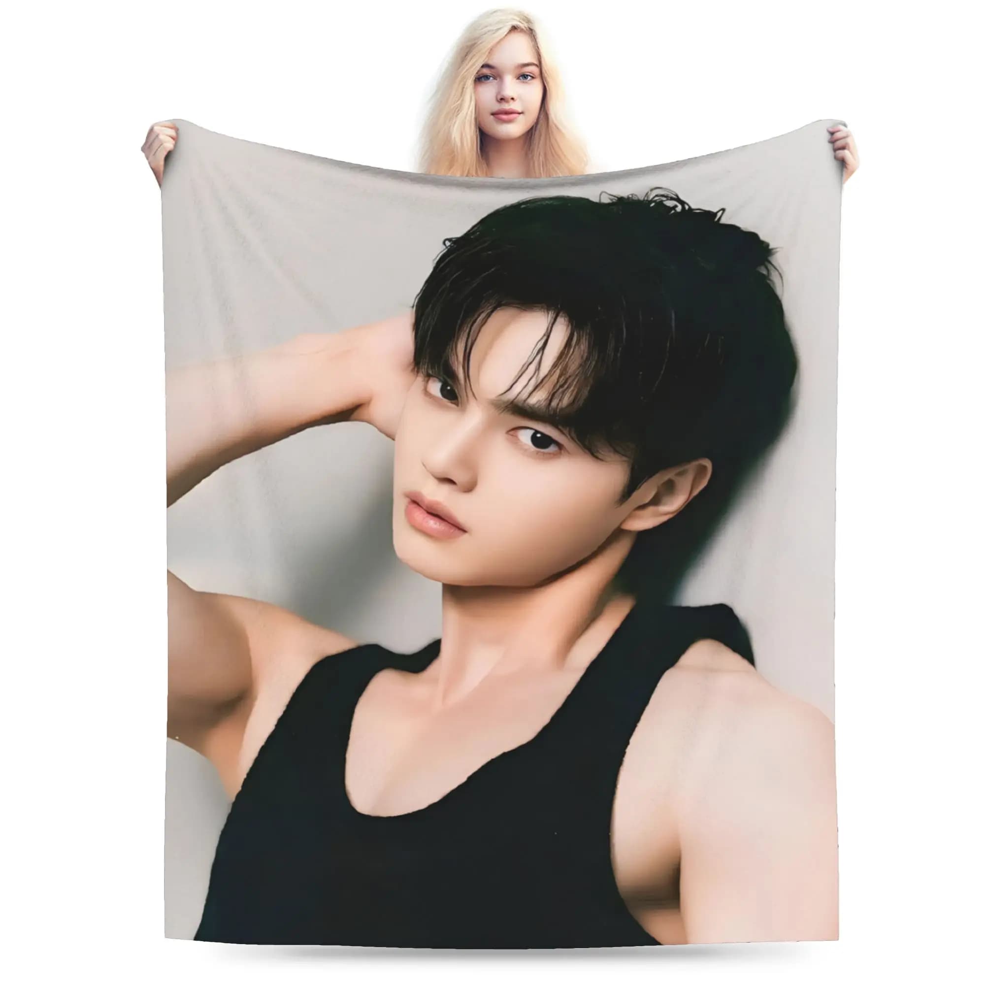Calda coperta morbida decorativa Song Kang Biancheria da letto pop coreana Copriletto in flanella per copridivano grafico esterno