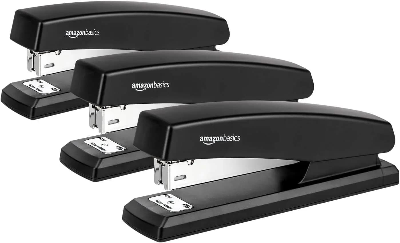 Office Stapler 25 Sheet 3 Pack 1000 Staples Black Non Slip