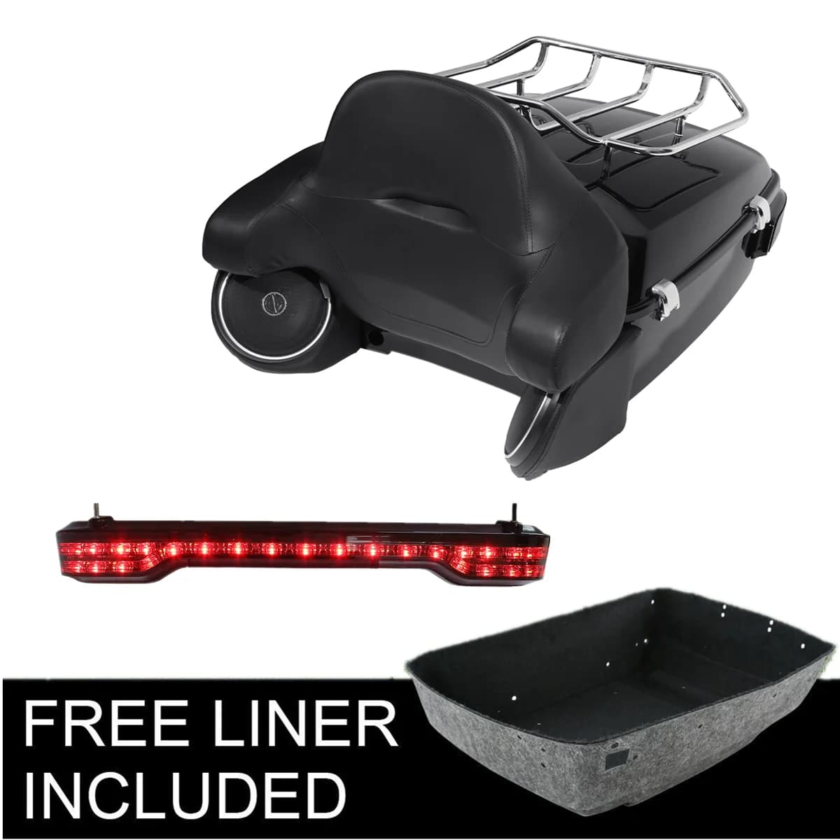 Moto King Trunk Rack Luce Altoparlante Pad Per Harley Touring Trunk Road King Glide 2014-2025