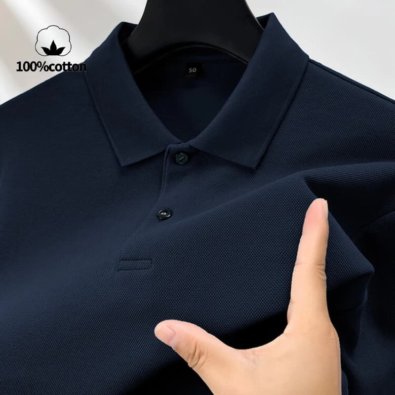 Polo in cotone 100%, manica lunga universale per il tempo libero Four Seasons, maglietta con risvolti traspirante, perfetta per gli sport da golf durevoli