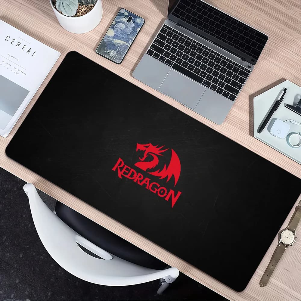 Tappetino per Mouse R-Redragons Rosso e Nero, Antiscivolo, Spesso, Grande, con Bordo Rinforzato, per Gaming, Ufficio e Studenti