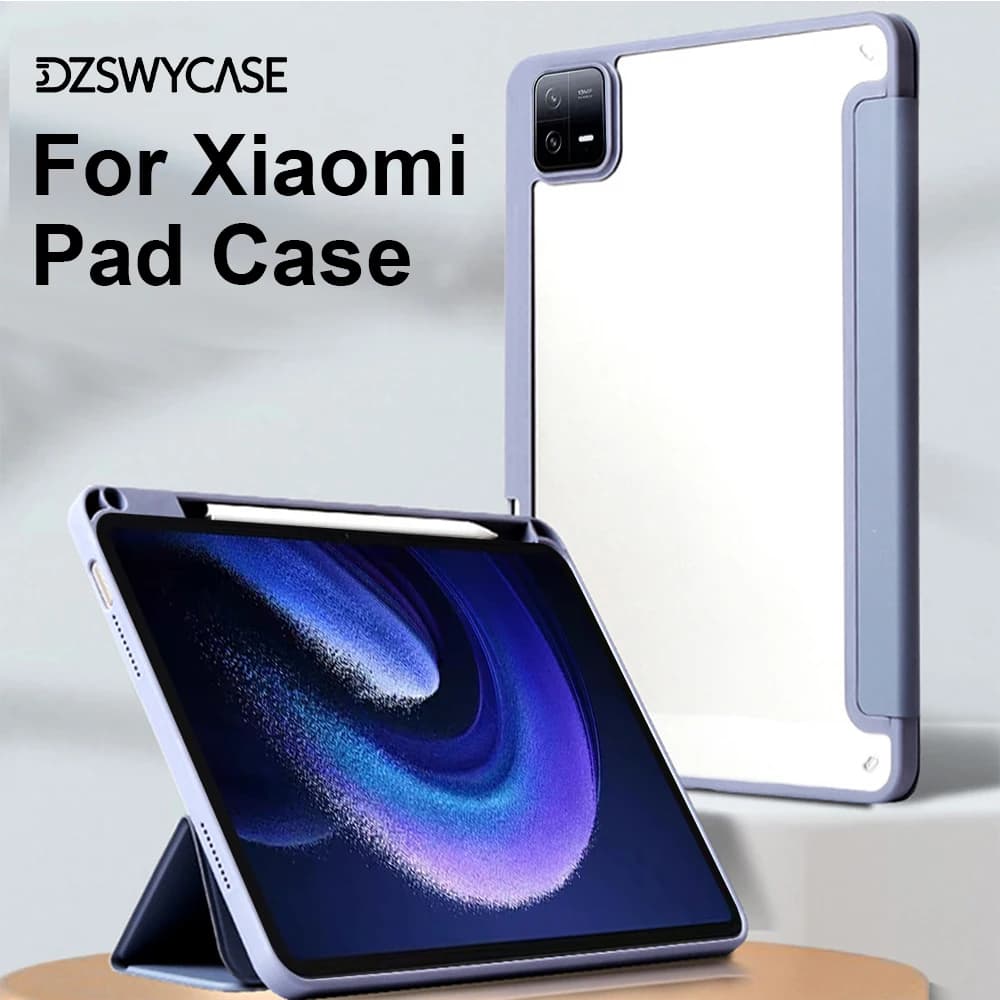 Case for Xiaomi 6/6 Pro 11inch, Mi Pad 7 8 Pro 11.2 inch Transparent Case with Pencil Holder Folding Stand Awake / Sleep Cover