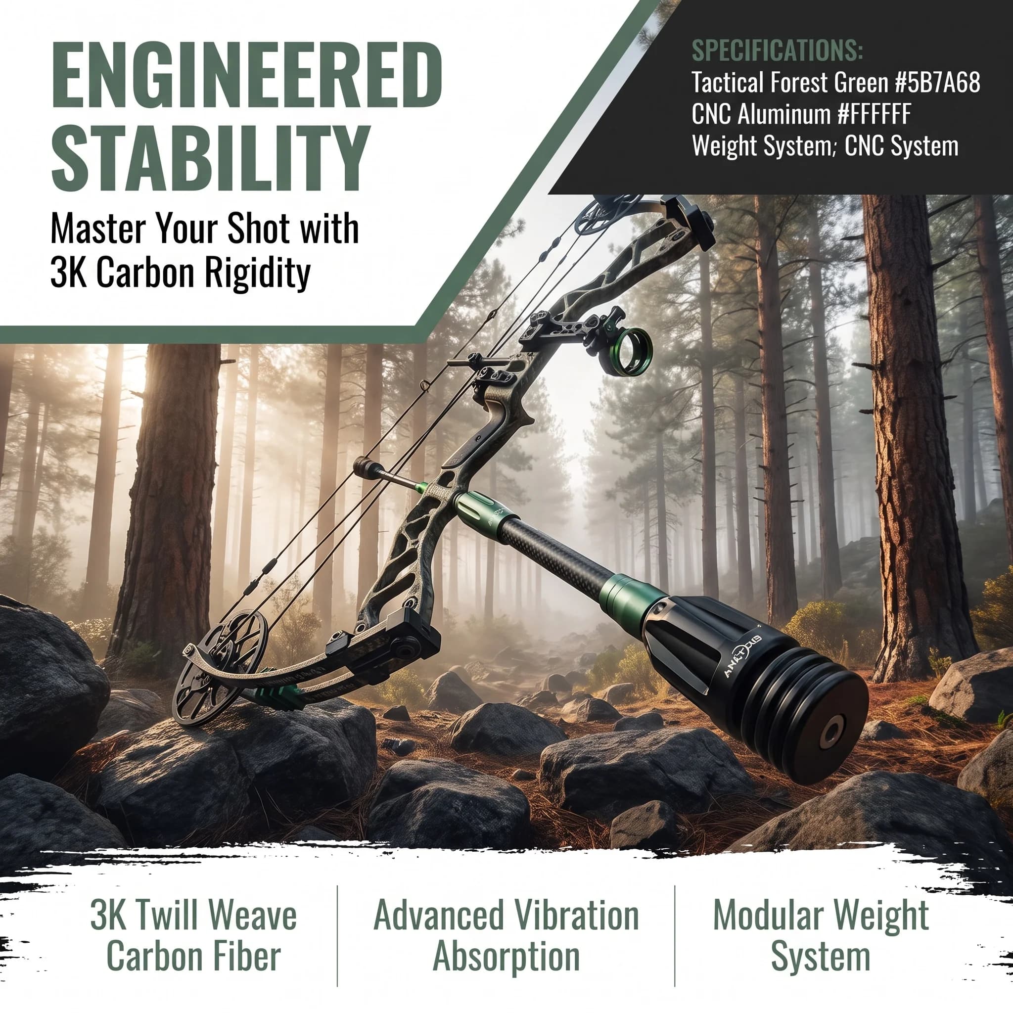 6/8/10/12 Inch Bow Stabilizer Archery 3k Carbon Balance Bar for Recurve Compound Bow Hunting Target Shooting Shock Absorber