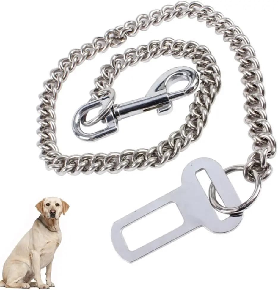 Cintura di sicurezza per cani in acciaio inossidabile da 60cm cintura di sicurezza per cani da masticare cavo di ritenuta di sicurezza per veicoli per animali domestici cinghia per guinzaglio per auto per cani di piccola taglia