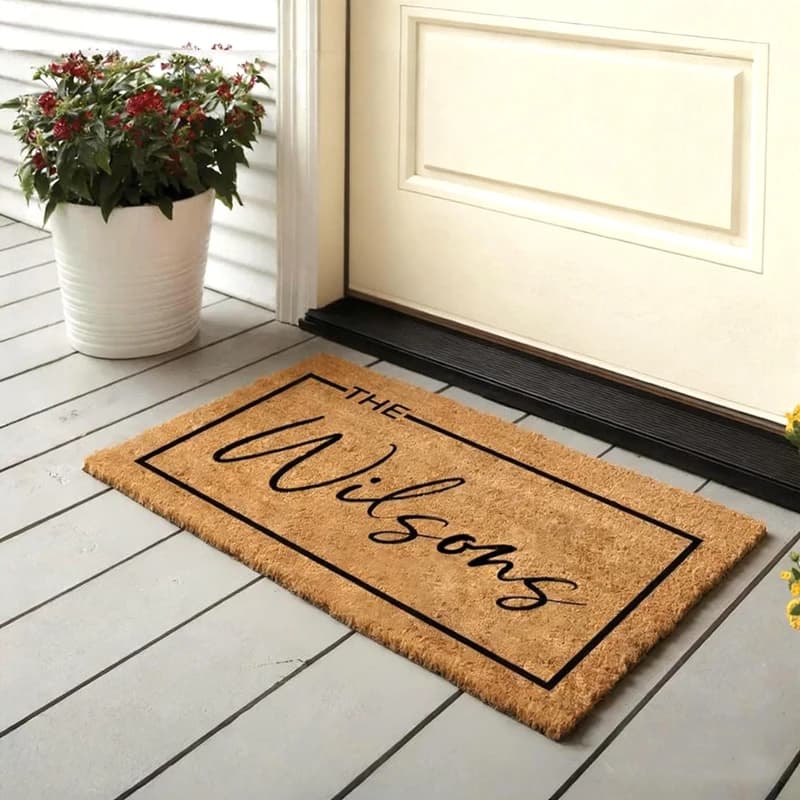 Tappetini per porte d'ingresso personalizzati con nome della famiglia, zerbino personalizzato per regalo di inaugurazione della casa, regalo di nozze per coppie