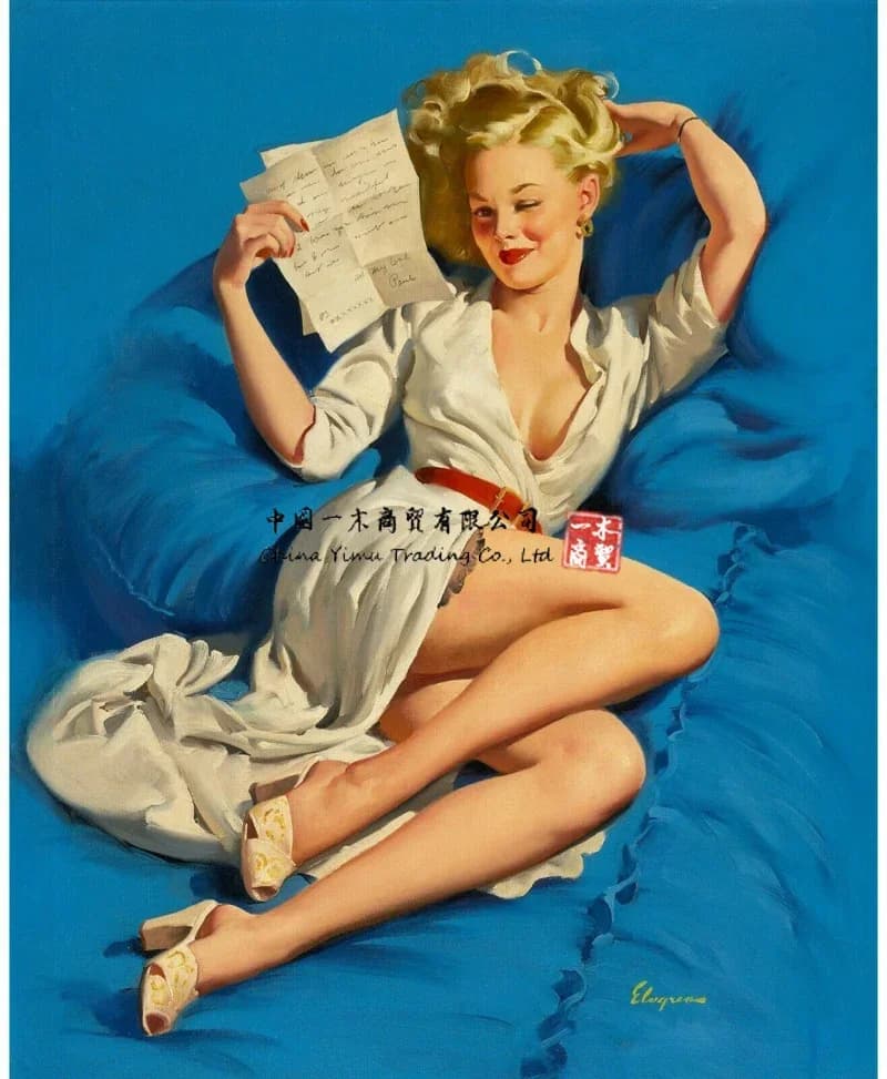 Pinup Girl He Thinks Iam Too Go Poster, adesivi, immagini, arte, film, auto, giochi, decalcomanie