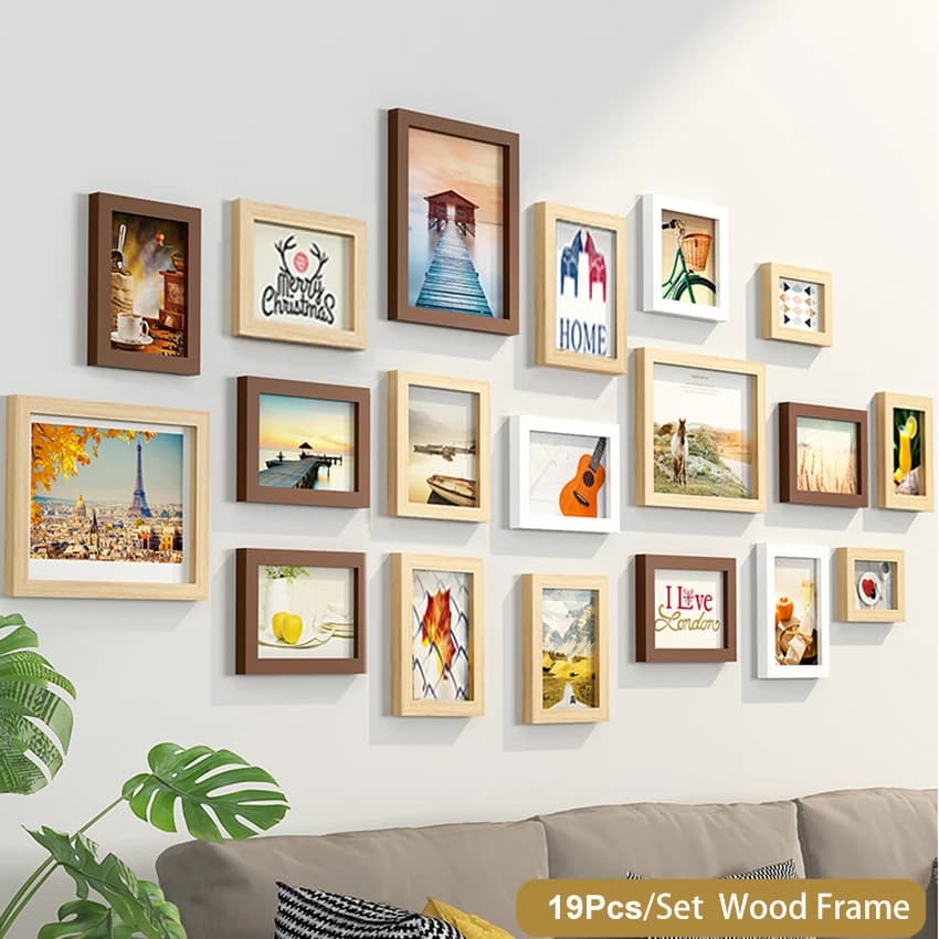 14 o 19 pezzi/set cornici per foto in legno per immagini cornice da parete cornice in legno appeso a parete decorazioni per foto festa di nozze decorazioni per la casa