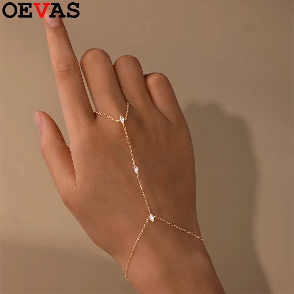 Bracciali OEVAS con Moissanite Taglio Marquise per Donna, in Argento S925 con Diamanti da Laboratorio, Bracciali alla Moda con Catena ad Anello, Gioielli Raffinati all'Ingrosso
