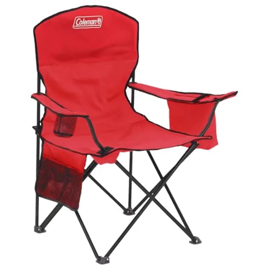 Portatile camping chair with Portabevande for 4 cans, Seat upholstered with Lateral pockets, Luggage carriers, Carrying bag, Grey, Ideal for camping