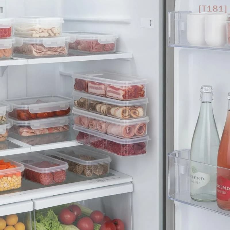 Refrigerator Freezing Organizer Square Storage Box Food Container Fruit Vegetables Storage Box Reusable Kitchen Storage Supplies