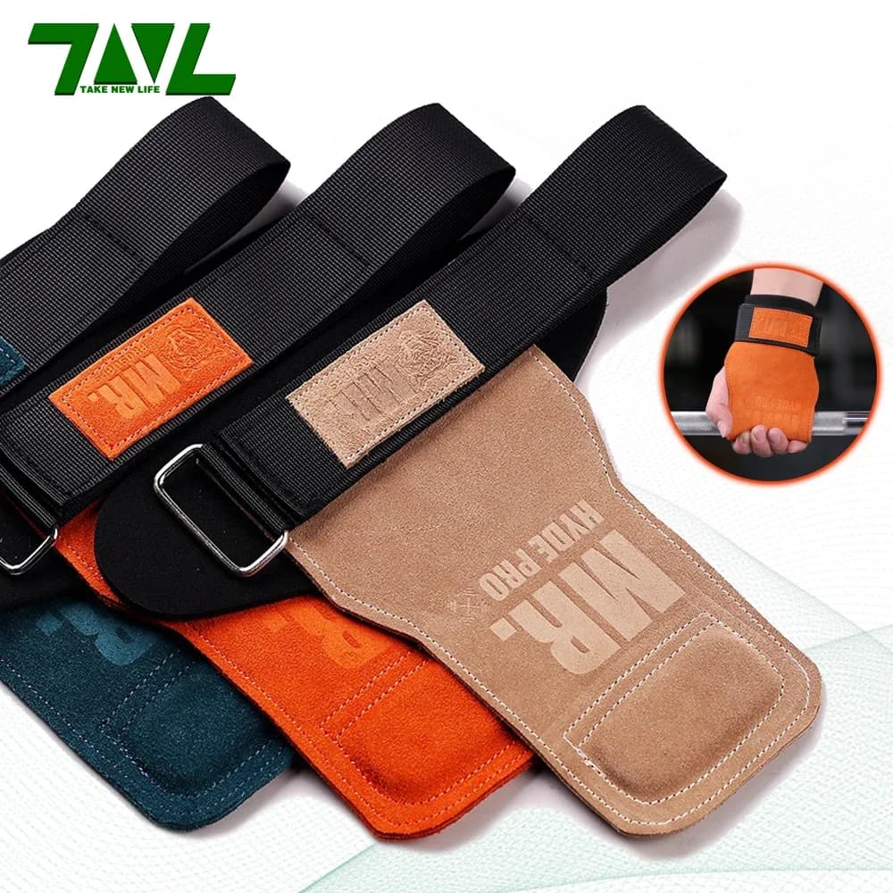 1 pair of leather lifting straps, gym support, fitness gloves, anti-slip weight lifting handles