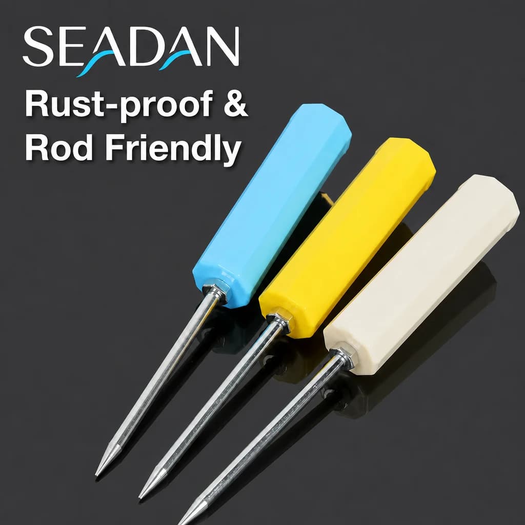 SEADAN Heavy Duty Sea Fishing Bank Stick Solid Metal Ground Spike Luminous Holder For Lure Rod Spinning Rod Landing Net