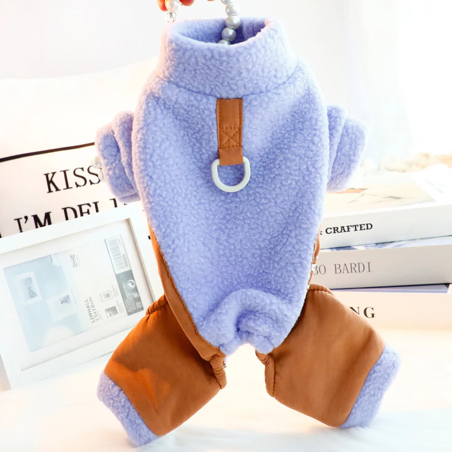 Pet supplies, dog clothes, autumn and winter clothes, letter four leg traction fleece clothes, hoodies, small pet clothes