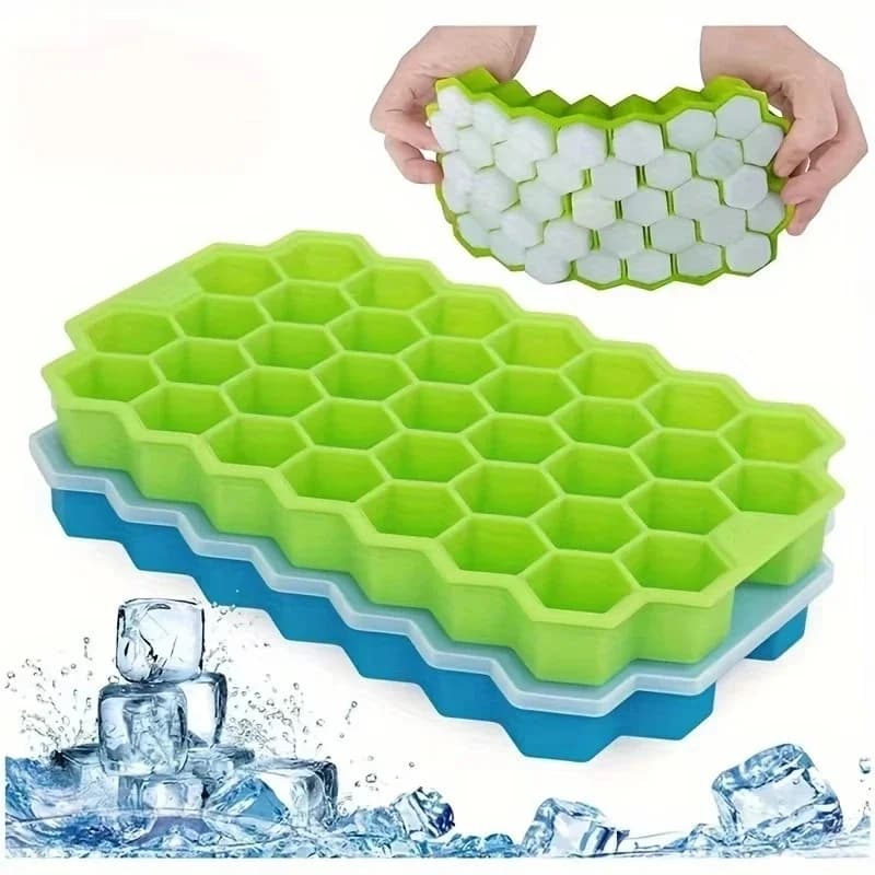 1-3pcs Reusable Free Silicone Ice Mold with Removable Lids, 148 Grids Ice Cube Tray, Creative Honeycomb Ice Mould for Home Use