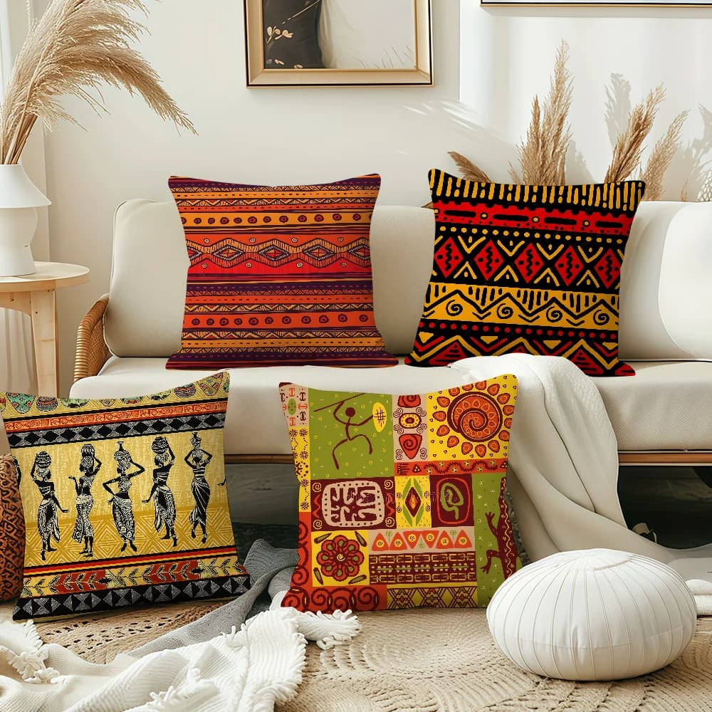African Style Geometric Print cushion cover Pillowcase Double-Sided Printing Sofa Cushion Bedroom Bedside PillowCover