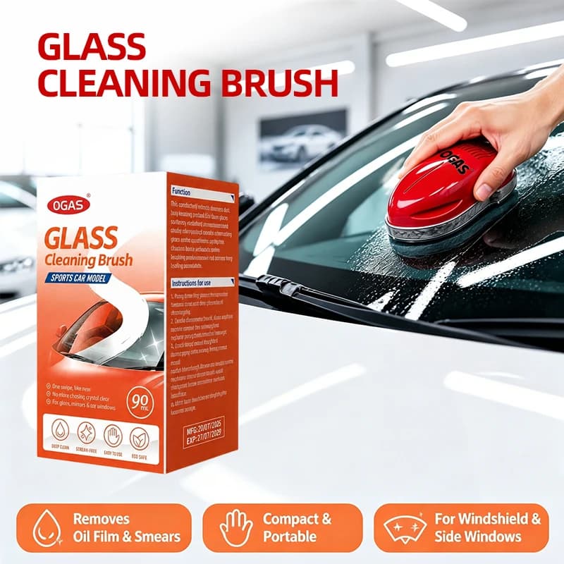 OGAS Car Glass Cleaning Brush Remove Oil Film Water Marks Scratch‑Free Streak‑Free for Windshield Side Window Rearview Mirror