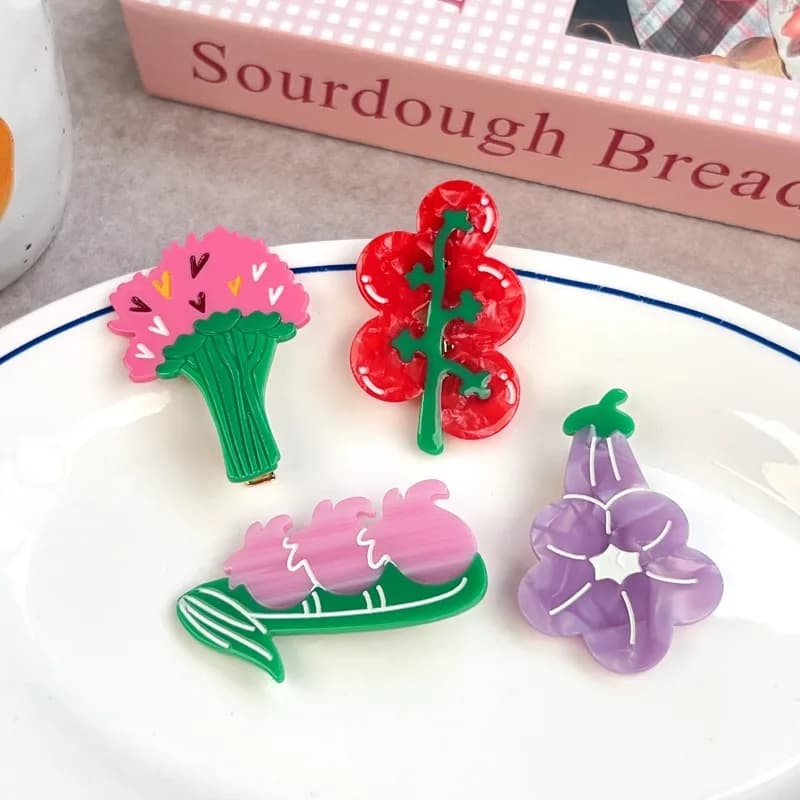 Unique Cartoon Tomato Corn Bouquet Acetate Alligator Clip Cute Side Fringe Hair Pin Sweet Travel Versatile Hair Jewelry Present