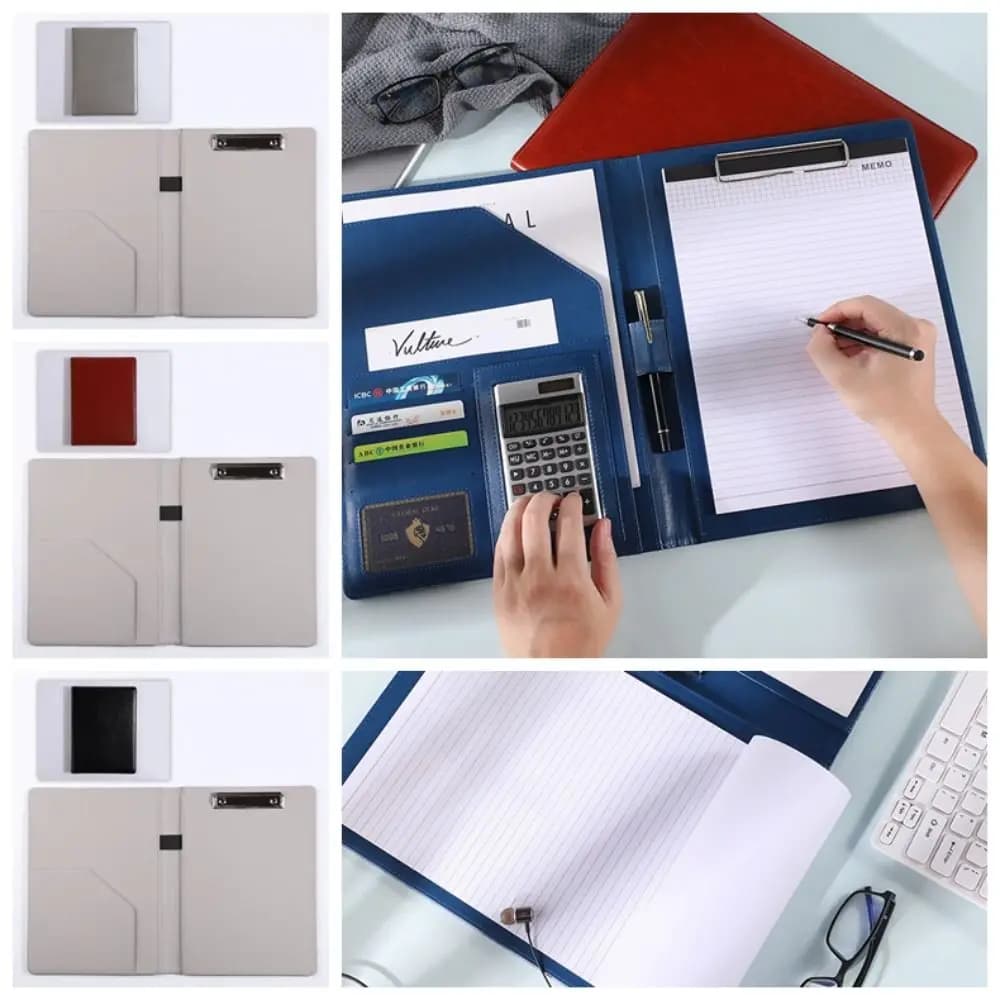Cartella di file A4 Appunti per scrittura aziendale Appunti per appunti Organizzatore di carta Gestore Lavagna per firma Tavoletta per scrittura in pelle PU