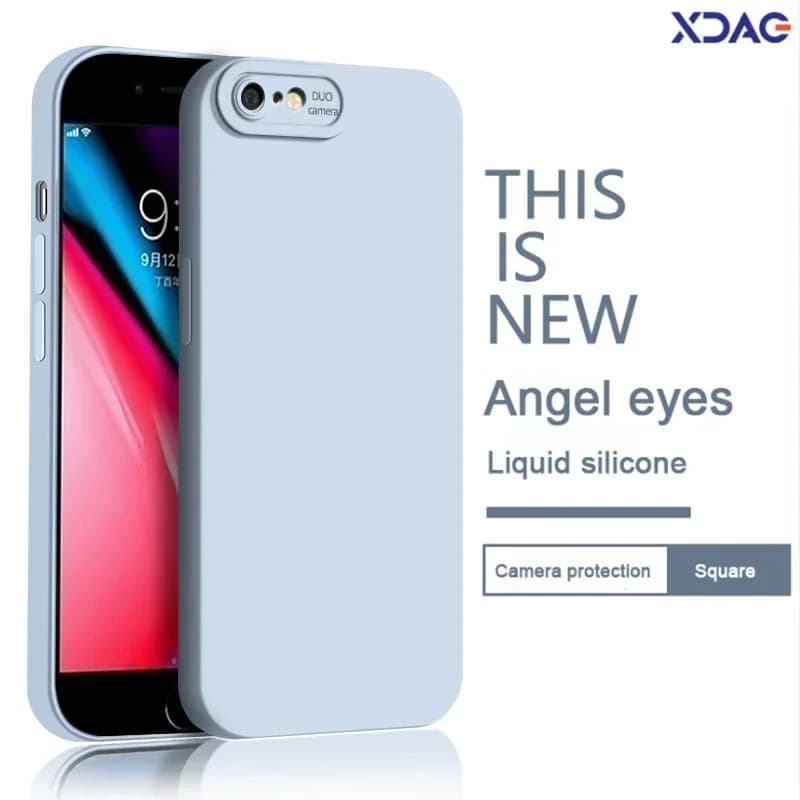 Funda Coque Liquid Silicone Phone Case for iPhone 8 7 6 6S Plus 8Plus 7Plus 6Plus 6SPlus Angel Eyes Soft Square Matte Back Cover