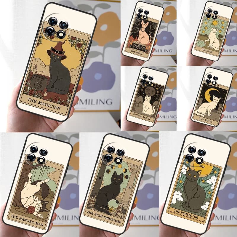 Carta dei tarocchi Cute Art Cats Cover per OnePlus Nord 3 2 CE 4 Lite N30 N20 N10 OnePlus 8T 10T 13 13R 12R 11 10 Pro Custodia