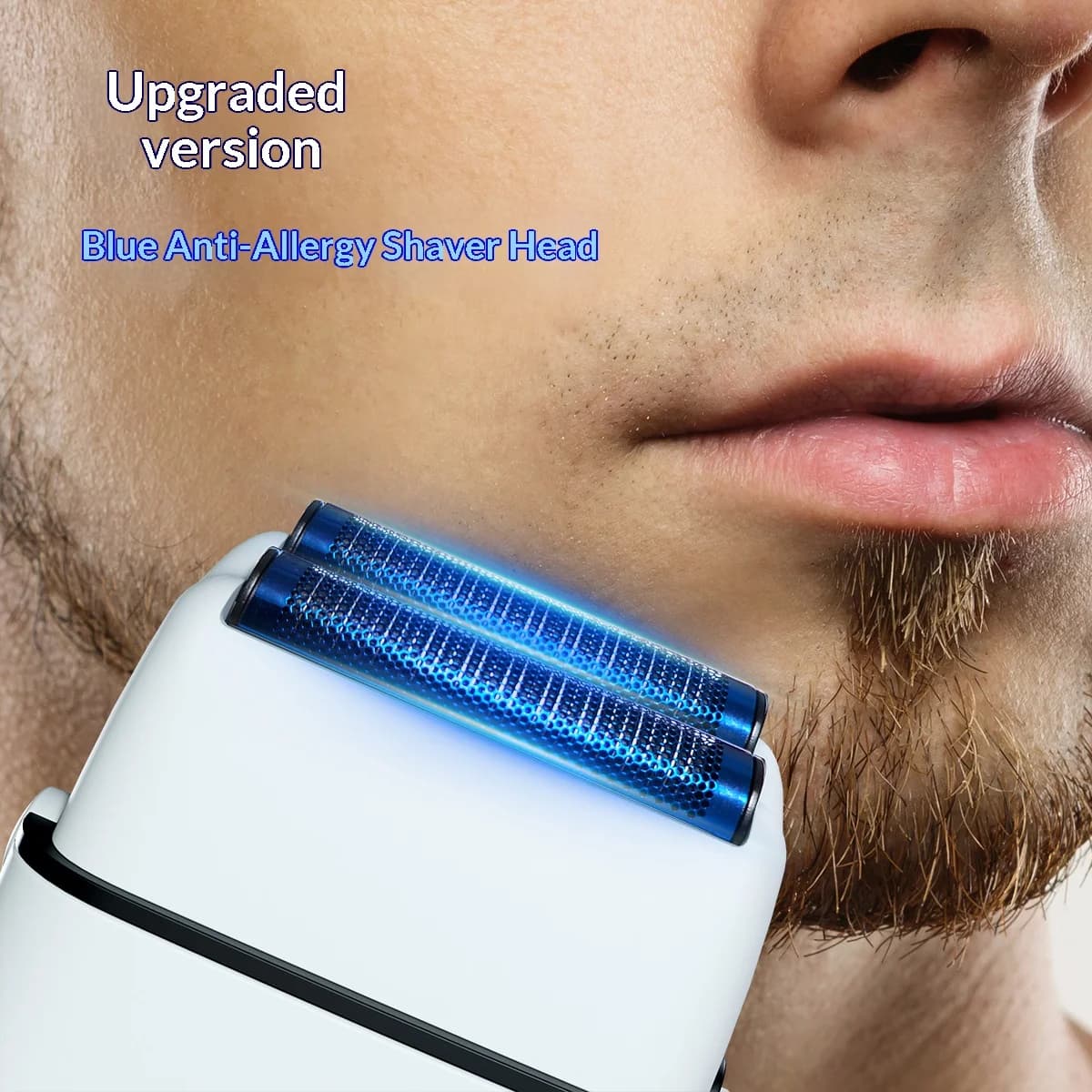 ROSYOUS RS620 Men Electric Shaving Machine,10000RPM Double Foil Blue Hypoallergenic Foil Net, Electric Beard Trimmer for Shop