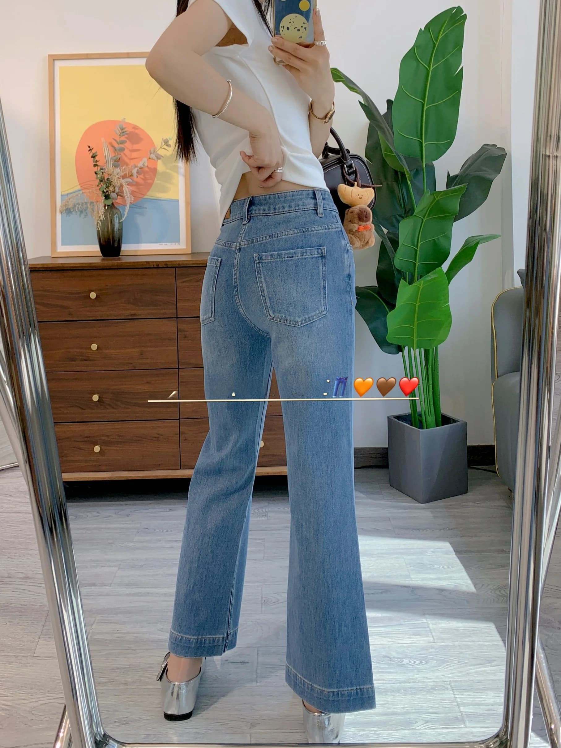 Spring Summer New Style Women's Slim Fit High Waist Cotton Denim Pants Light Blue Elastic Flared Jeans Casual Nine Point Pants