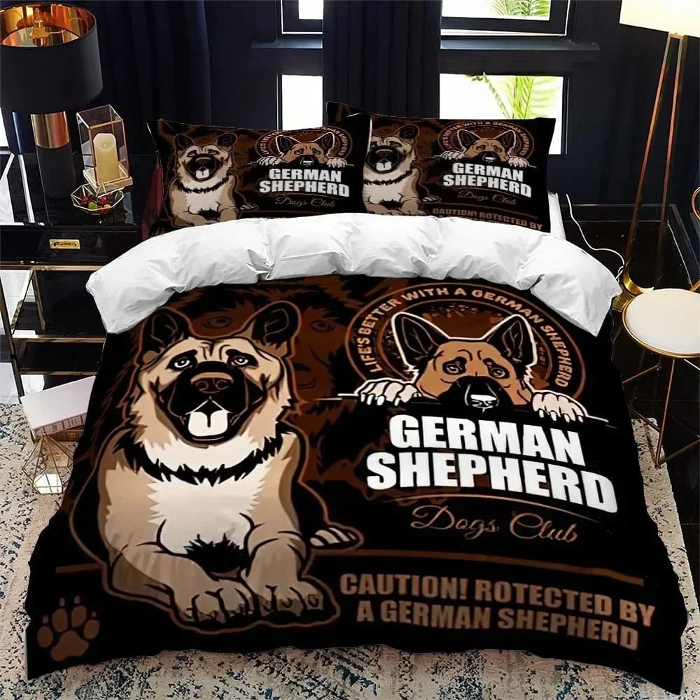 Pastore tedesco Purebred Hound Animale Comodo copripiumino Federa Set biancheria da letto Decorazione camera da letto per bambini Tessili per la casa