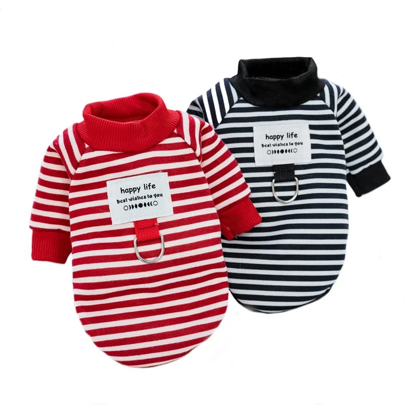 Dog Cat Hoodies Stripe Sweatshirt Spring Autumn Dog Clothes for Small Medium Dogs Cats Puppy Pullover Coat