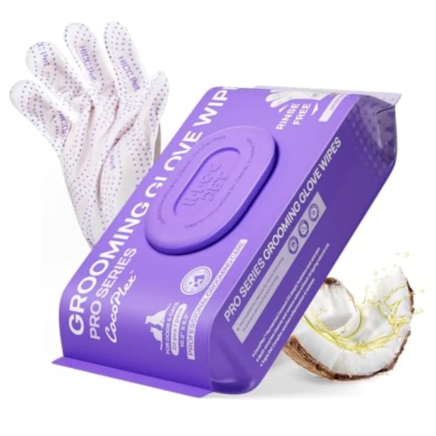 Salviette Guanto Pro Series per Cani e Gatti, Extra Spesse a Doppia Texture, Salviette per Toelettatura Senza Risciacquo, Guanti Shampoo per Pulizia Rapida e Deodorante