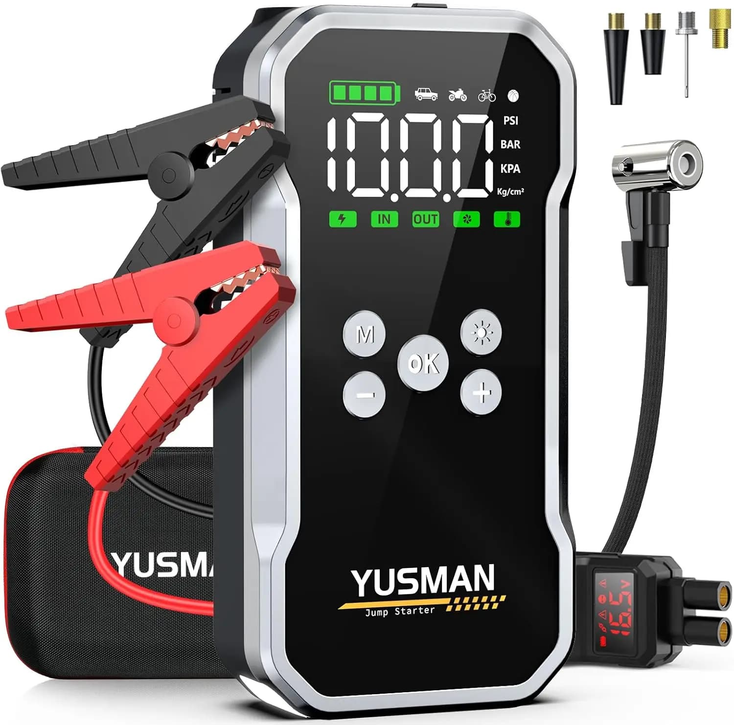 Avviatore di Emergenza con Compressore d'Aria, 8000A 160PSI (per Motori a Benzina 10.0L/Diesel 7.0L), Avviatore per Auto 12V