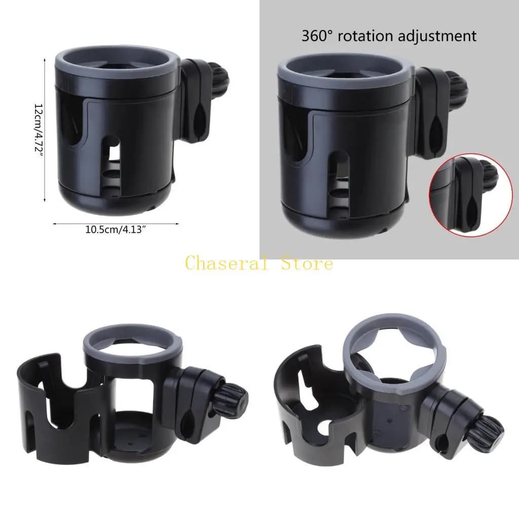 E7CE Portabicchieri universale per passeggino aggiornato Rotazione a 360° Portabottiglie 2 in 1 per 2 tazze Installazione