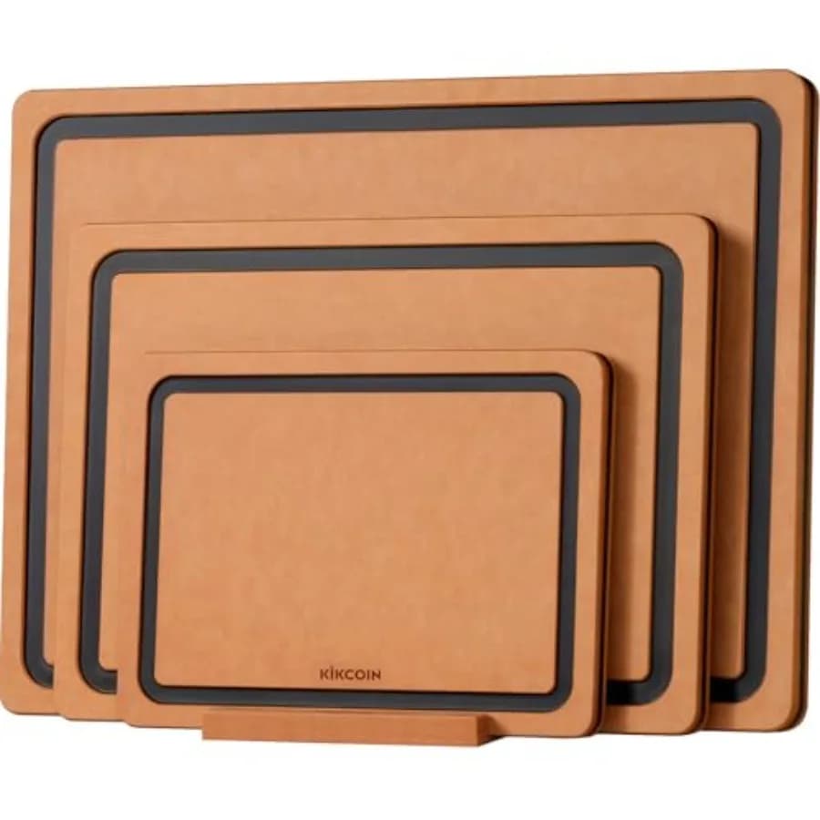 Tagliere in Legno per Cucina con Supporto, Lavabile in Lavastoviglie, Antiscivolo, con Scanalatura per Succhi, in Fibra di Legno