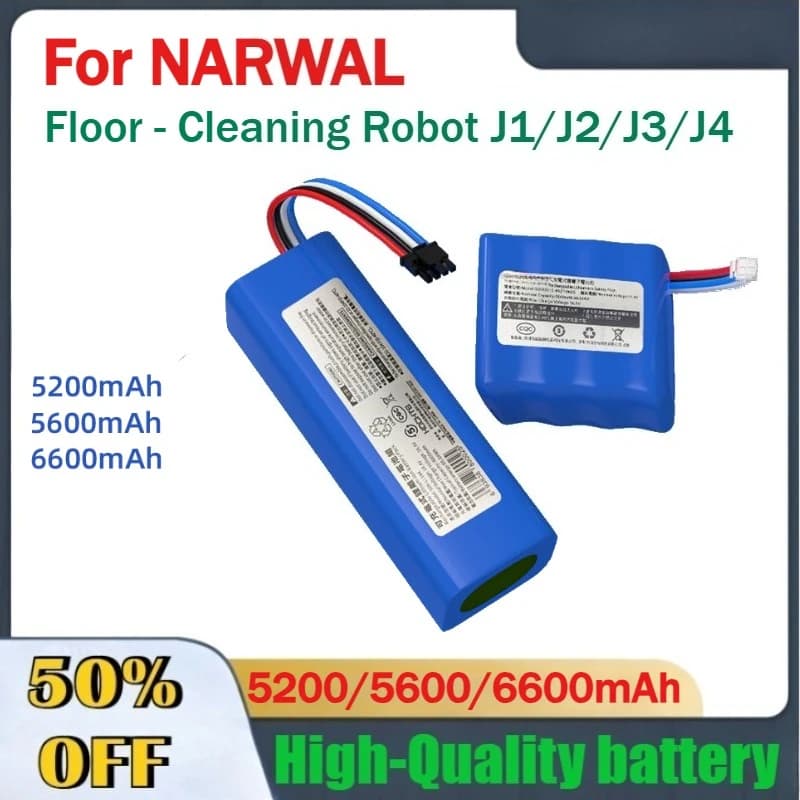 Batteria per aspirapolvere 5200mAh 5600mAh 6600mAh 14,4V/14,8V per robot per pulizia pavimenti NARWAL J1/J2/J3/J4